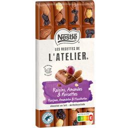 Nestlé Nestlé Tablette de chocolat au lait raisins, amandes & noisettes - Les recettes de l'atelier la tablette de 170 g