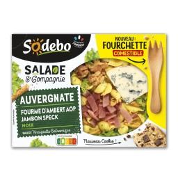 Sodeb'O Sodebo Salade Auvergnate jambon speck pâtes crudités bleu et noix La barquette de 320g