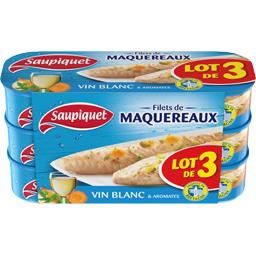 Saupiquet Saupiquet Filets de maquereaux vin blanc les 3 boites de 169 g