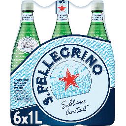 San Pellegrino San Pellegrino Eau minérale naturelle pétillante, avec adjonction de gaz carbonique le pack de 6 bouteilles de 1L - 6L