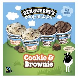 Ben & Jerry's Ben & Jerry's The Cookie & Brownie - Assortiment de crèmes glacées la boîte de 4 pots de 100ml - 400ml