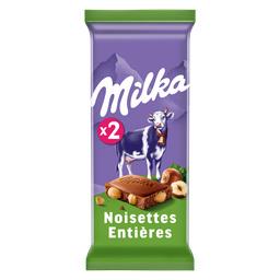 Milka Milka Chocolat au lait noisettes entières les 2 tablettes de 100 g