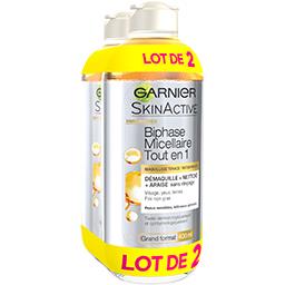Garnier Garnier Skin Active - Biphase micellaire tout en 1 peaux sensibles les 2 flacons de 400 ml