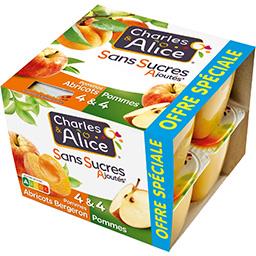 Charles & Alice Charles & Alice Dessert de fruits pommes abricots pommes sans sucres ajoutés les 8 pots de 100 g