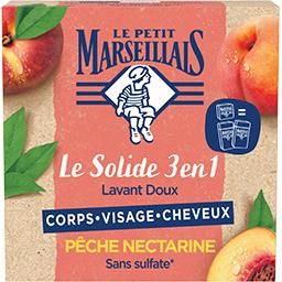 Le Petit Marseillais Le Petit Marseillais Le Petit Solide BIO 3 en 1 – Corps, Visage, Cheveux – Pêche le savon de 80 g
