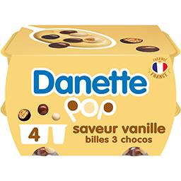 Danone Danette Crème dessert vanille billes 3 chocolats les 4 pots de 117g