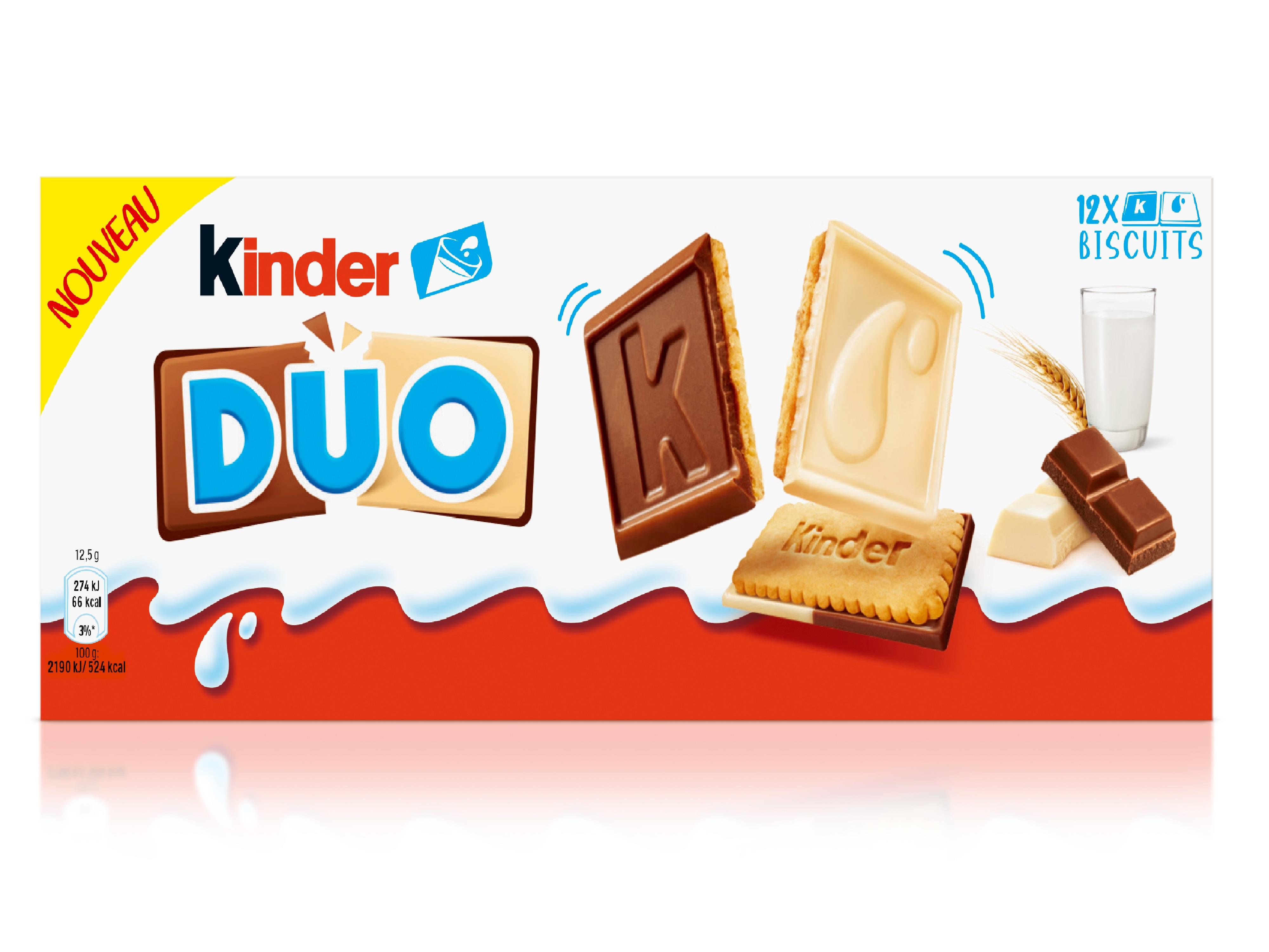 Kinder Kinder Biscuits Duo tablettes de chocolat au lait et blanc la boîte de 12 - 150g