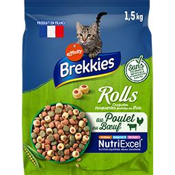 Brekkies Excel Brekkies Croquettes Rolls viande fourrées au foie pour chats adultes le sac de 1,5kg