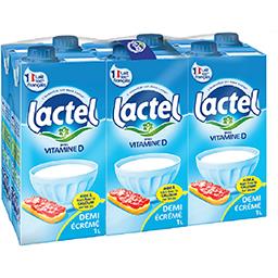 Lactel Lactel Lait demi-écrémé avec vitamine D les 6 briques de 1 l