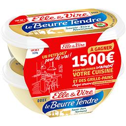 Elle & Vire Elle & Vire Le Beurre Tendre doux 82% MG les 2 barquettes de 250 g