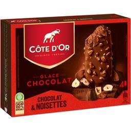 Côte d'Or Côte d'Or Bâtonnet glace chocolat enrobé chocolat & noisettes la boîte de 4 bâtonnets - 260g