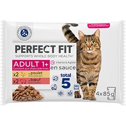Perfect Fit Perfect fit Pâtée pour chat stérilisé poulet et bœuf en sauce les 4 sachets de 85 g