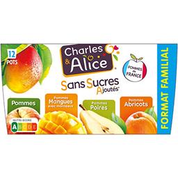 Charles & Alice Charles & Alice Panaché purée et spécialités de fruits sans sucres ajoutés les 12 pots de 100 g - Format Familial