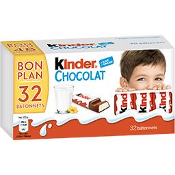 Kinder Kinder Chocolat - Barres chocolatées fourrées lait la boite de 32 bâtonnets - 400 g - Bon Plan