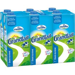 Candia Candia Grandlait - Lait demi-écrémé stérilisé UHT le pack de 6 briques d'1 L - 6L