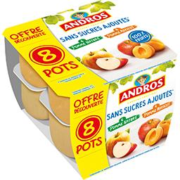 Andros Andros Purée de pomme nature et pomme abricot sans sucres ajoutés les 8 pots de 100 g - Offre Découverte