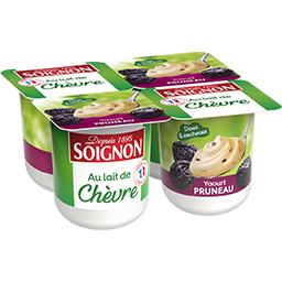 Soignon Soignon Yaourt brassé au lait entier de chèvre, sucré, au pruneau et aromatisé les 4 pots de 125g - 500g