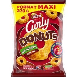 Curly Vico Curly - Biscuits apéritif Donuts goût noisette sucrée salée le sachet de 270 g - Format maxi