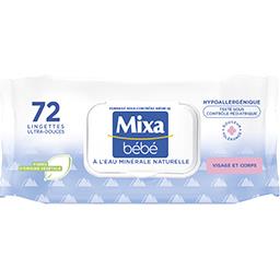 Mixa Mixa Lingettes bébé peaux sensibles - à l'eau minérale naturelle le paquet de 72 lingettes