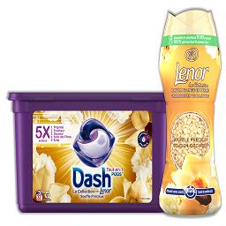 Dash DASH LENOR 1 parfum de linge souffle précieux acheté = 4€ de remise immédiate sur la lessive souffle précieux Le lot