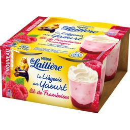 Nestlé La Laitière Le Liégeois au yaourt lit de framboises les 4 pots de 100 g
