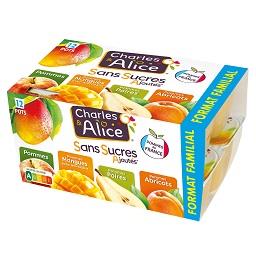 Charles & Alice Charles & Alice Panaché purée et spécialités de fruits sans sucres ajoutés les 12 pots de 100 g - Format Familial