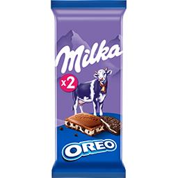 Milka Milka Chocolat au lait aux morceaux de biscuits Oreo les 2 tablettes de 100 g