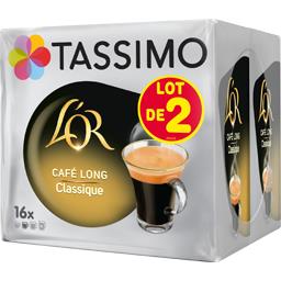 Tassimo Tassimo L'Or - Café Long Classique en dosettes les 2 paquets de 16 dosettes - 208g