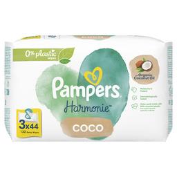 Pampers Lingettes bébé Harmonie coconut Le lot de 3 paquets de 44 lingettes - 132 lingettes