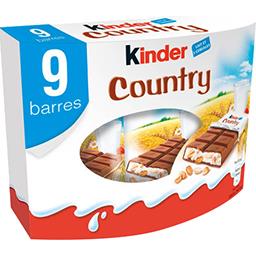 Kinder Kinder Country - Barres chocolatées lait et céréales les 9 barres de 23,5 g