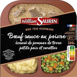 William Saurin Trio gourmand - boeuf sauce au poivre. écrasé de pommes de terre et petits pois et carottes la barquette de 320g