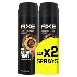 Axe Axe Déodorant homme Dark Temptation 48h Non-Stop Frais le lot de 2 sprays de 200ml - 400ml