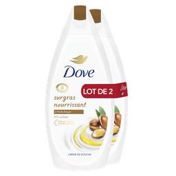 Dove Crème de douche surgras huile d'Argan Le lot de 2 flacons de 450ml - 900ml