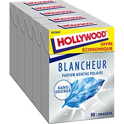 Hollywood Hollywood Chewing-gum Blancheur menthe polaire sans sucres les 5 boites de 14 g - Offre Economique