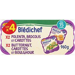 Blédina Blédina Blédichef - Assortiment butternut carottes-polenta brocolis, dès 15 mois le lot de 4 barquettes - 960 g