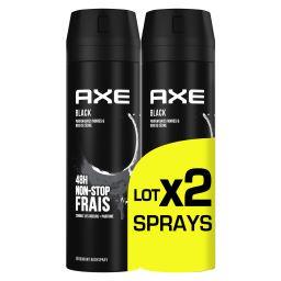 Axe Axe Déodorant homme Black 48h non-stop frais le lot de 2 sprays de 200ml - 400ml