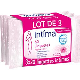 Intima Intima Lingettes hygiène intime le lot de 3 paquets de 20 lingettes