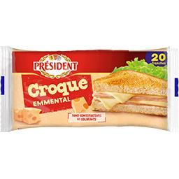 Président Président Fromage fondu Croque emmental le paquet de 20 tranches - 340 g