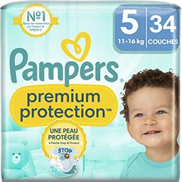Pampers Couches Premium protection taille 5 Le paquet de 34 couches