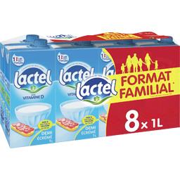 Lactel Lactel Lait demi-écrémé enrichi en vitamine D le pack de 8 bouteilles de 1L