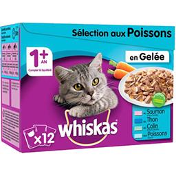 Whiskas Whiskas Sélection aux poissons en gelée pour chats stérilisé 1+ an les 12 sachets de 100g - 1,2kg