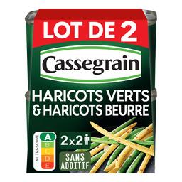 Cassegrain Cassegrain Haricots verts & haricots beurre poivrons rouges et ail les 2 boites de 220 g net égoutté - Offre Découverte