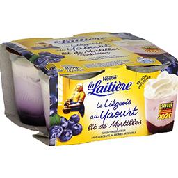 Nestlé La Laitière Le Liégeois au yaourt lit de myrtilles les 4 pots de 100 g