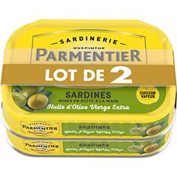 Parmentier Parmentier Sardines huile d'olive vierge extra le lot de 2 boites de 95 g net égoutté