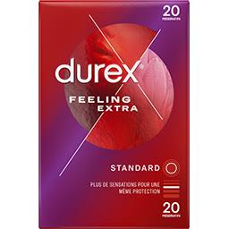 Durex Feeling Extra - Préservatifs fins et extra lubrifiés La boîte de 20 préservatifs
