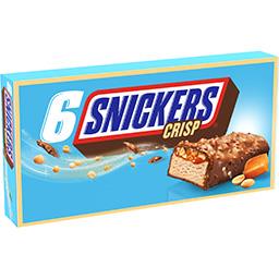 Snickers Snickers Crisp - crème glacée aux cacahuètes et caramel enrobage cacao et riz soufflé la boîte de 6 barres - 207g