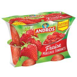 Andros Andros Dessert à la fraise avec morceaux fondants les 4 pots de 100g - 400g