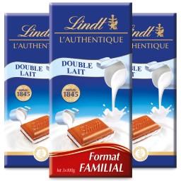 Lindt L'Authentique - Chocolat double lait le lot de 3x100g - 300g