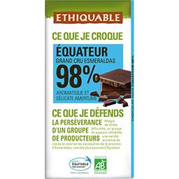 Ethiquable Ethiquable Chocolat noir 98% Equateur BIO la tablette de 100 g