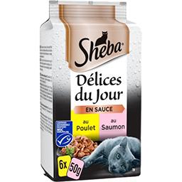 Sheba Sheba Délices du Jour en sauce terre & mer pour chats les 6 sachets de 50 g